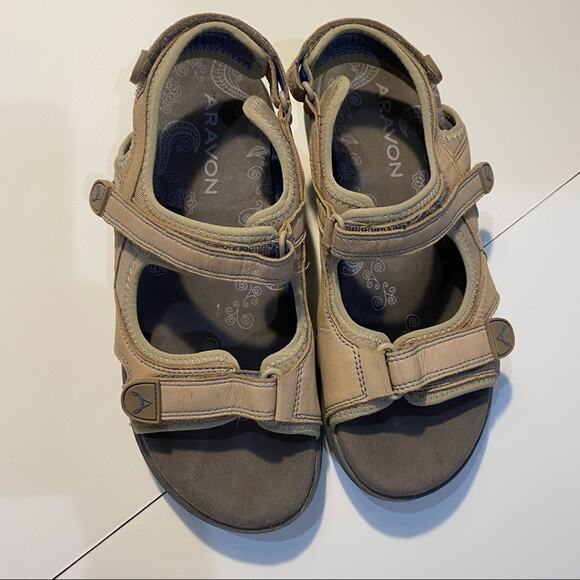 Aravon Sandals Womens Size 6 Wide Rev 3 Strap flat comfort walking hook & Loop - Picture 6 of 9
